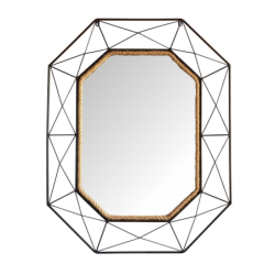 Miroir diamant noir doré corde H94  | Deco-Delight.com