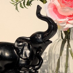 Figurine-elephant-maman-bebe-h19-noir-resine-authentique