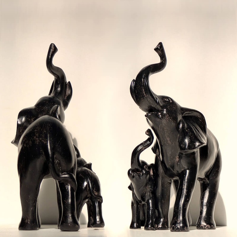 Figurine-elephant-maman-bebe-h19-noir-resine-authentique