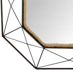 Miroir diamant noir doré corde H94  | Deco-Delight.com