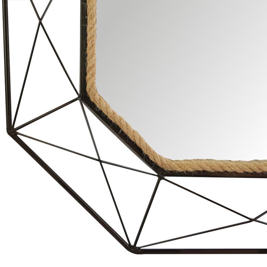 Miroir diamant noir doré corde H94 | Deco-Delight.com Miroir diamant noir doré corde H94 | Deco-Delight.com