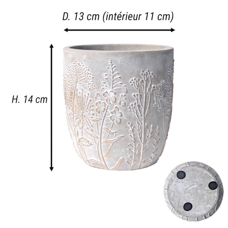 Cache-pot-texture-motif-floral-dore-h14-ciment