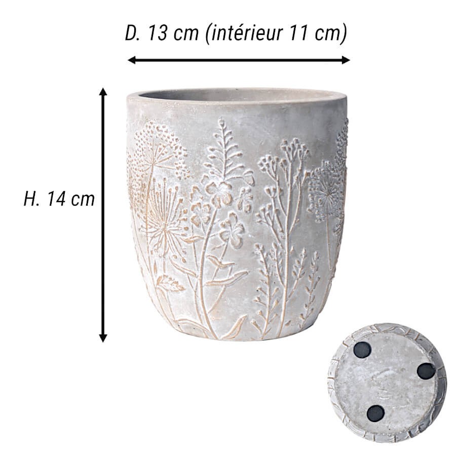 Cache-pot-texture-motif-floral-dore-h14-ciment
