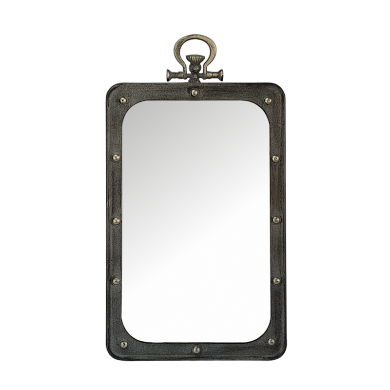 Miroir hublot métal gris rectangulaire  | Deco-Delight.com