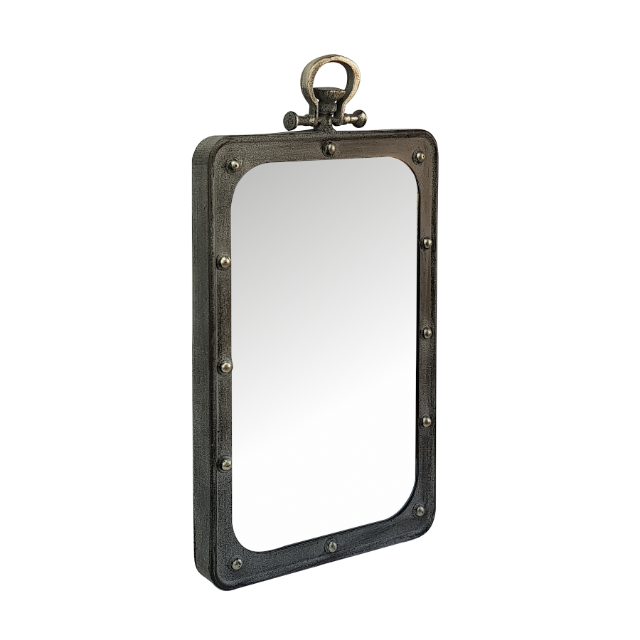 Miroir hublot métal gris rectangulaire  | Deco-Delight.com