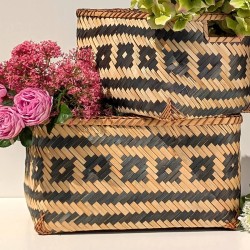 Panier bambou tressé noir naturel  | Deco-Delight.com