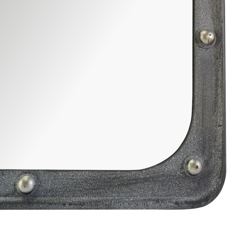 Miroir hublot métal gris rectangulaire  | Deco-Delight.com