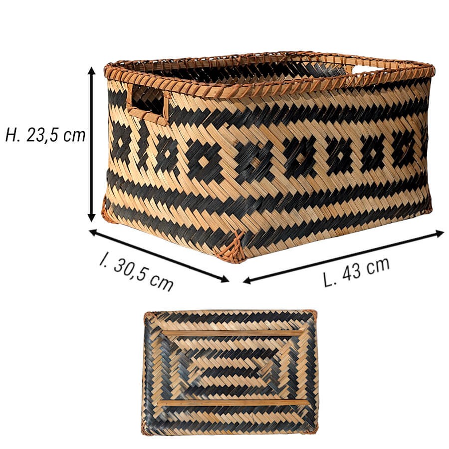 Panier bambou tressé noir naturel L43 cm | Deco-Delight.com