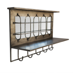 Miroir métal avec 5 patères H42  | Deco-Delight.com