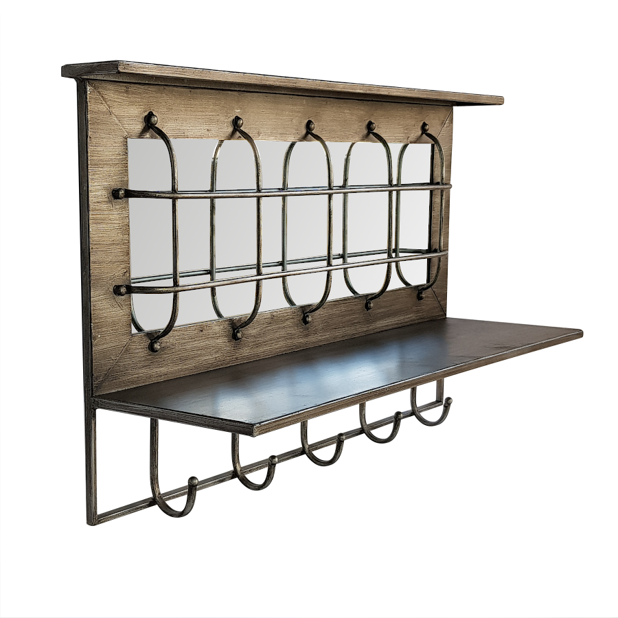 Miroir métal avec 5 patères H42 | Deco-Delight.com Miroir métal avec 5 patères H42 | Deco-Delight.com