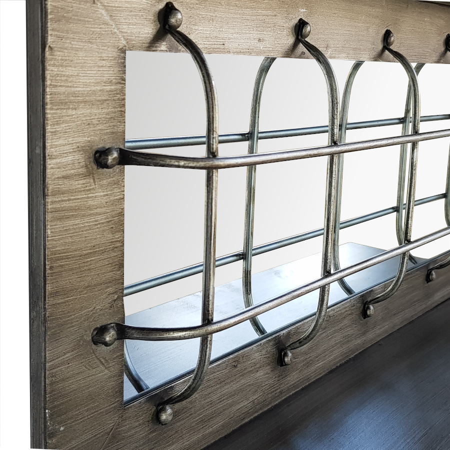 Miroir métal avec 5 patères H42  | Deco-Delight.com