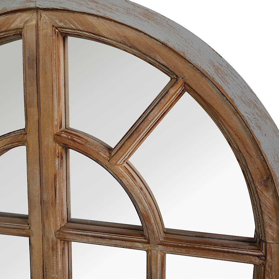 Miroir fenêtre bois naturel blanc H110  | Deco-Delight.com