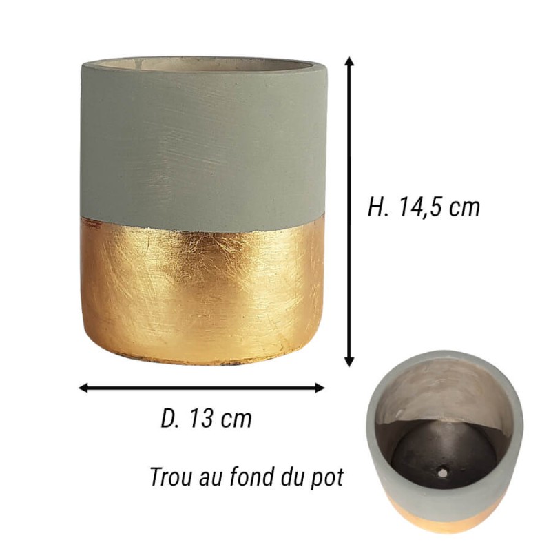 Pot bicolore ciment moderne H14.5 cm | Deco-Delight.com