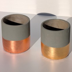 Pot bicolore ciment moderne H14.5 cm | Deco-Delight.com