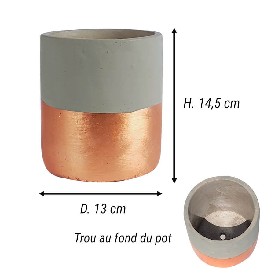 Pot bicolore ciment moderne H14.5 cm | Deco-Delight.com