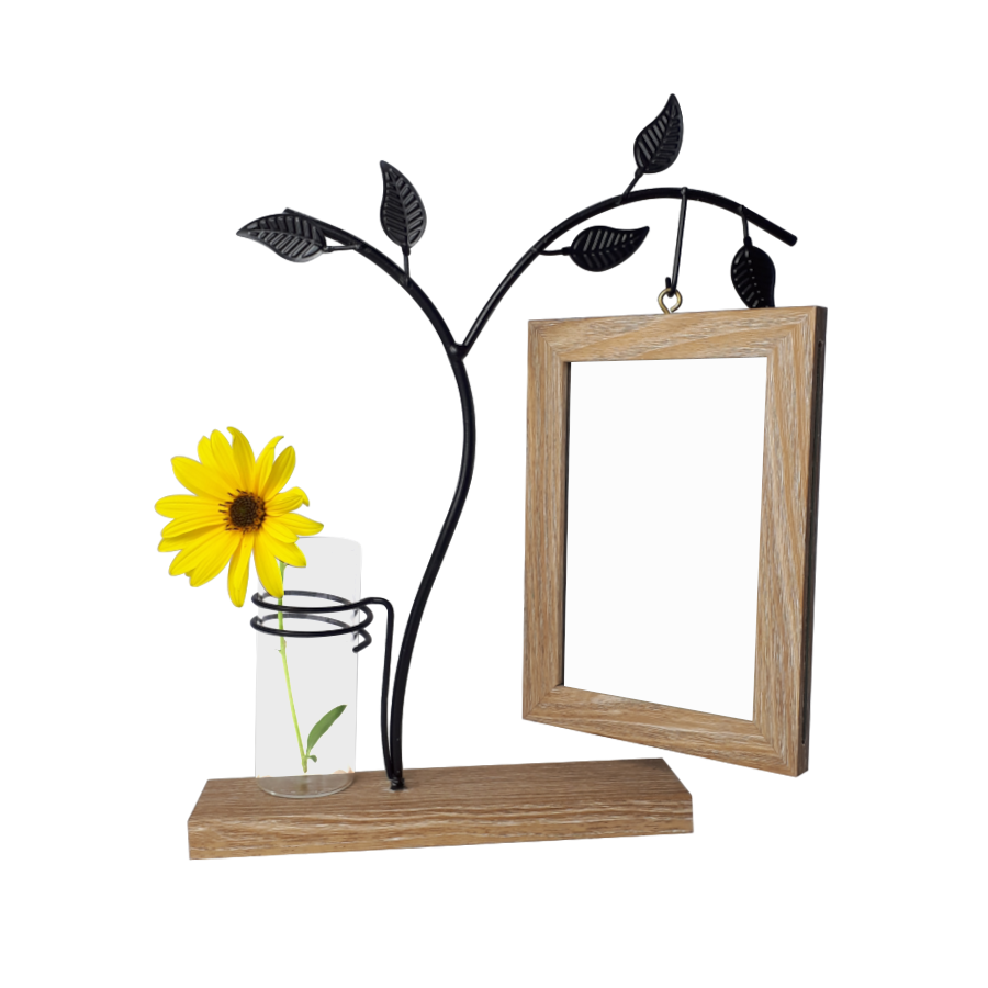 Cadre bois métal soliflore H29.5  | Deco-Delight.com