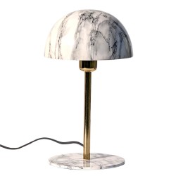 Image de couverture : Lampe à poser champignon en marbre blanc veiné et pied doré H36 cm.