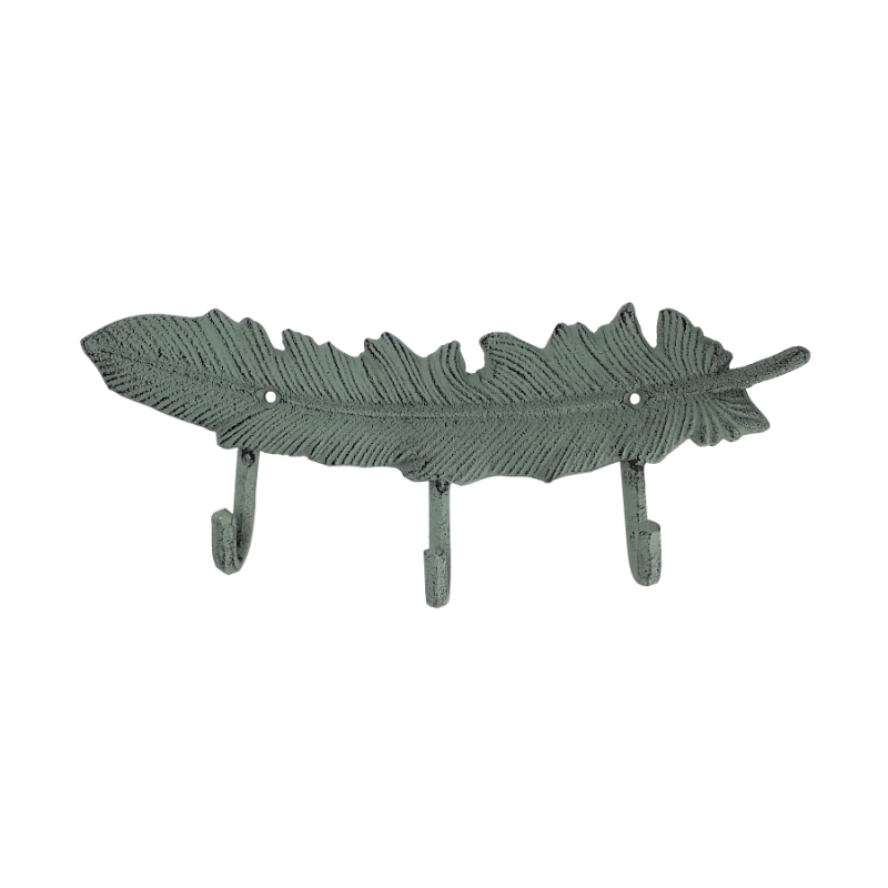 Patère plume fonte 3 crochets L32.5  | Deco-Delight.com