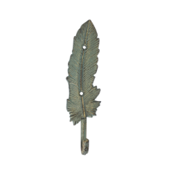 Patère plume fonte gris doré H21.5  | Deco-Delight.com