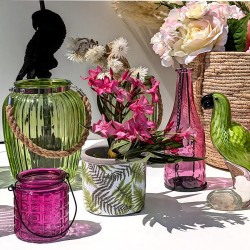Pot en ciment motifs fougères déco  | Deco-Delight.com
