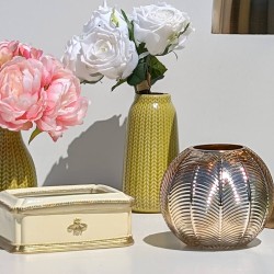 Vase céramique blanc motif épi H17 | Deco-Delight.com