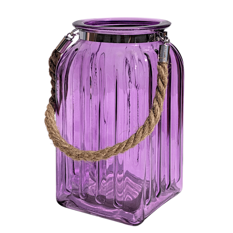 Lanterne en verre teinté et corde  | Deco-Delight.com