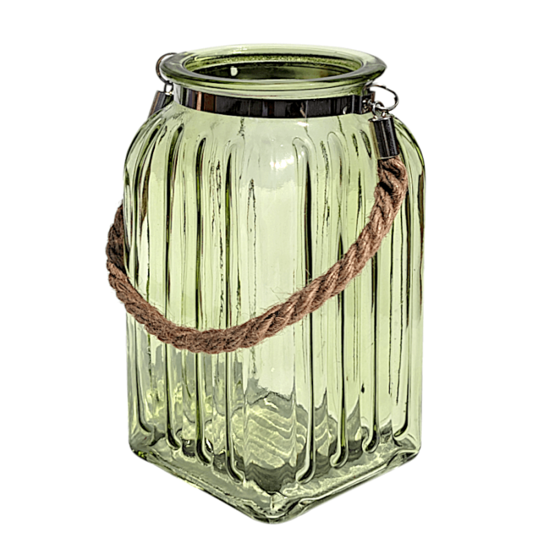 Lanterne en verre teinté et corde  | Deco-Delight.com
