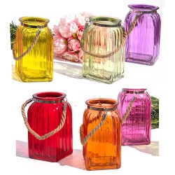 Lanterne en verre teinté et corde  | Deco-Delight.com