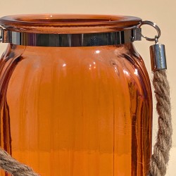 Lanterne en verre teinté et corde  | Deco-Delight.com