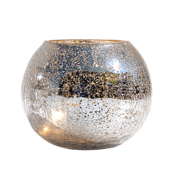 Photophore doré effet craquelé en verre  | Deco-Delight.com
