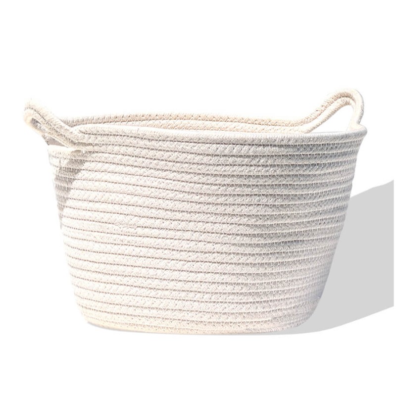 Couverture : Panier de rangement en corde de polyester blanc cassé avec poignées H18 cm Deco-Delight.