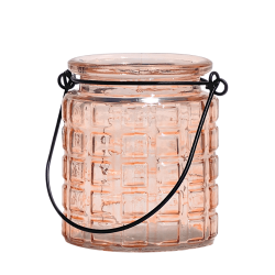 Photophore verre gaufre relief avec anse  | Deco-Delight.com