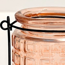 Photophore verre gaufre relief avec anse  | Deco-Delight.com
