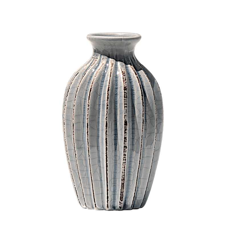Vase plissé en céramique blanc H15  | Deco-Delight.com