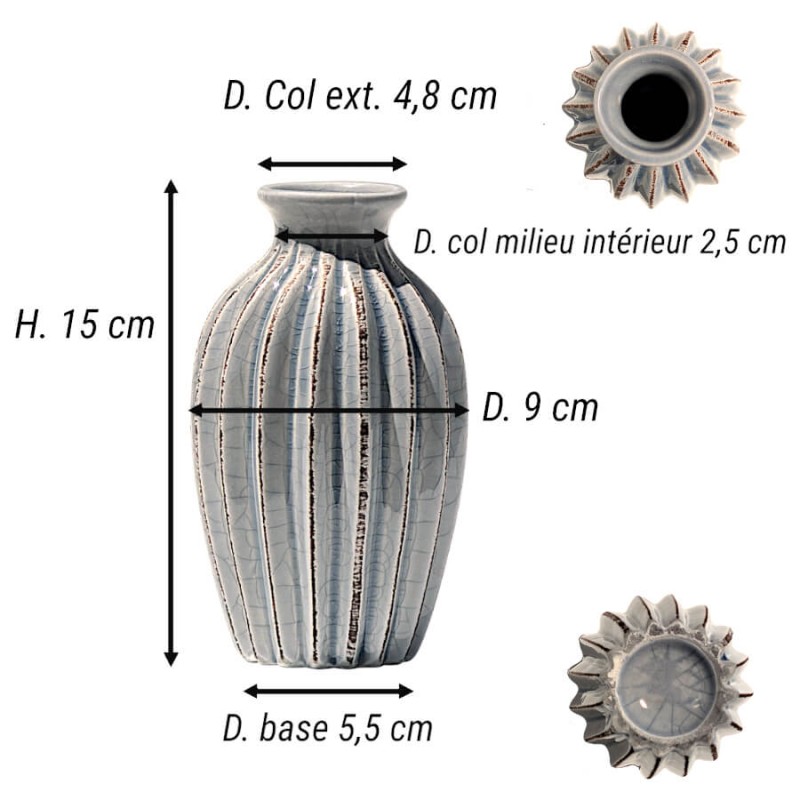 Vase plissé en céramique blanc H15  | Deco-Delight.com