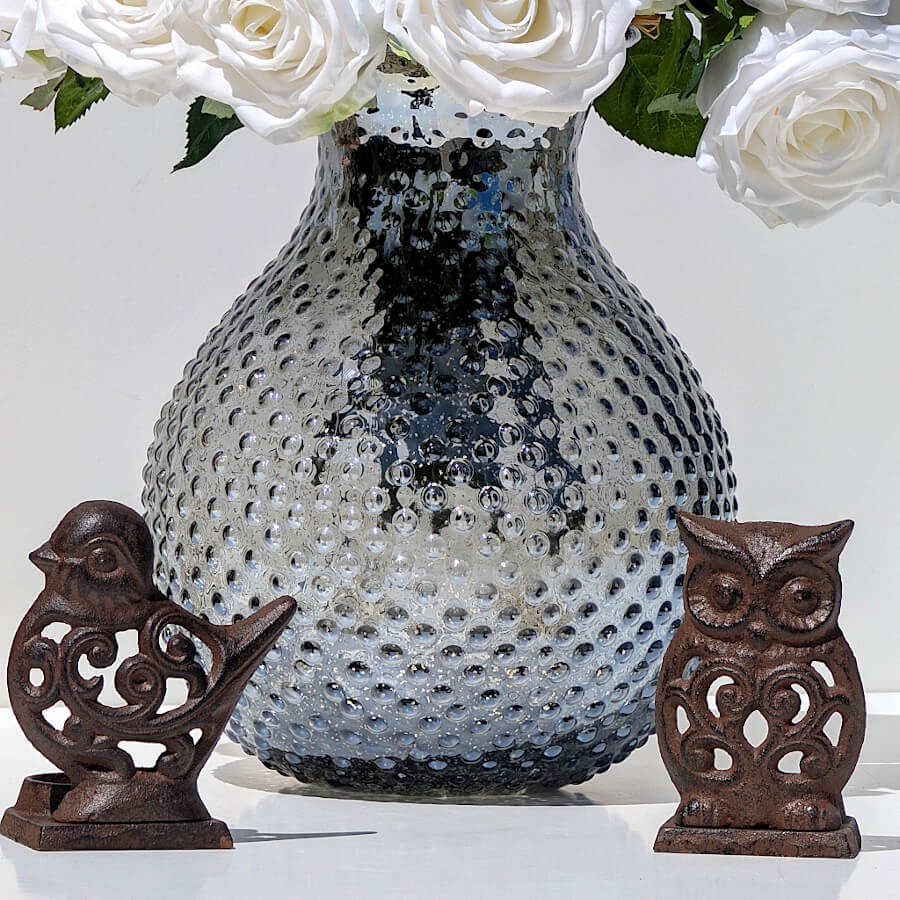 Bougeoir hibou en fonte brun foncé  | Deco-Delight.com