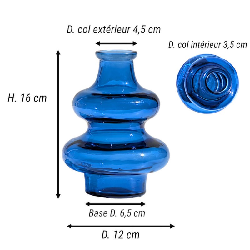 Schéma technique et dimensions du vase 2 boules H16 cm D12 cm Deco Delight.