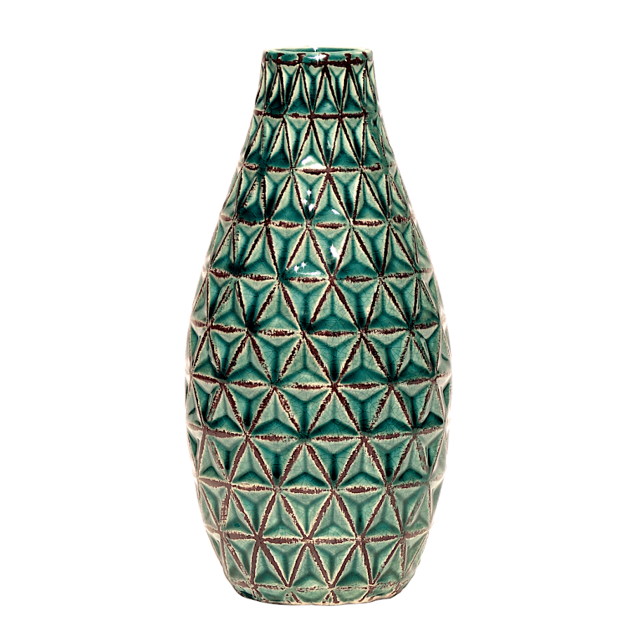 Vase ethnique turquoise H25 cm en céramique | Deco-Delight.com