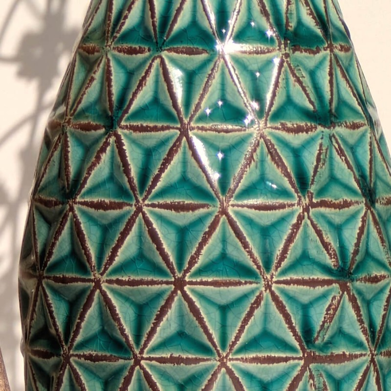 Vase ethnique turquoise H25 cm en céramique | Deco-Delight.com
