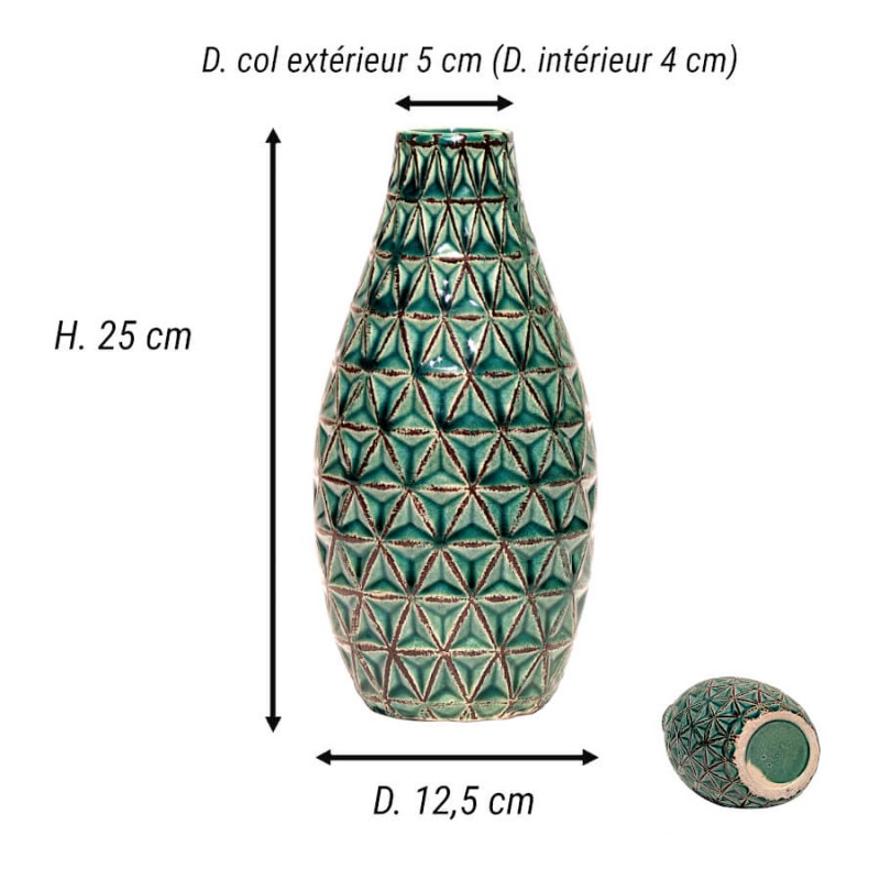 Vase ethnique turquoise H25 cm en céramique | Deco-Delight.com