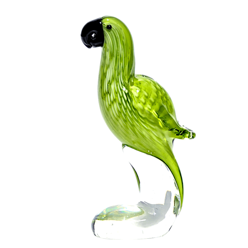 Perroquet vert en verre soufflé H19.5 cm | Deco-Delight.com