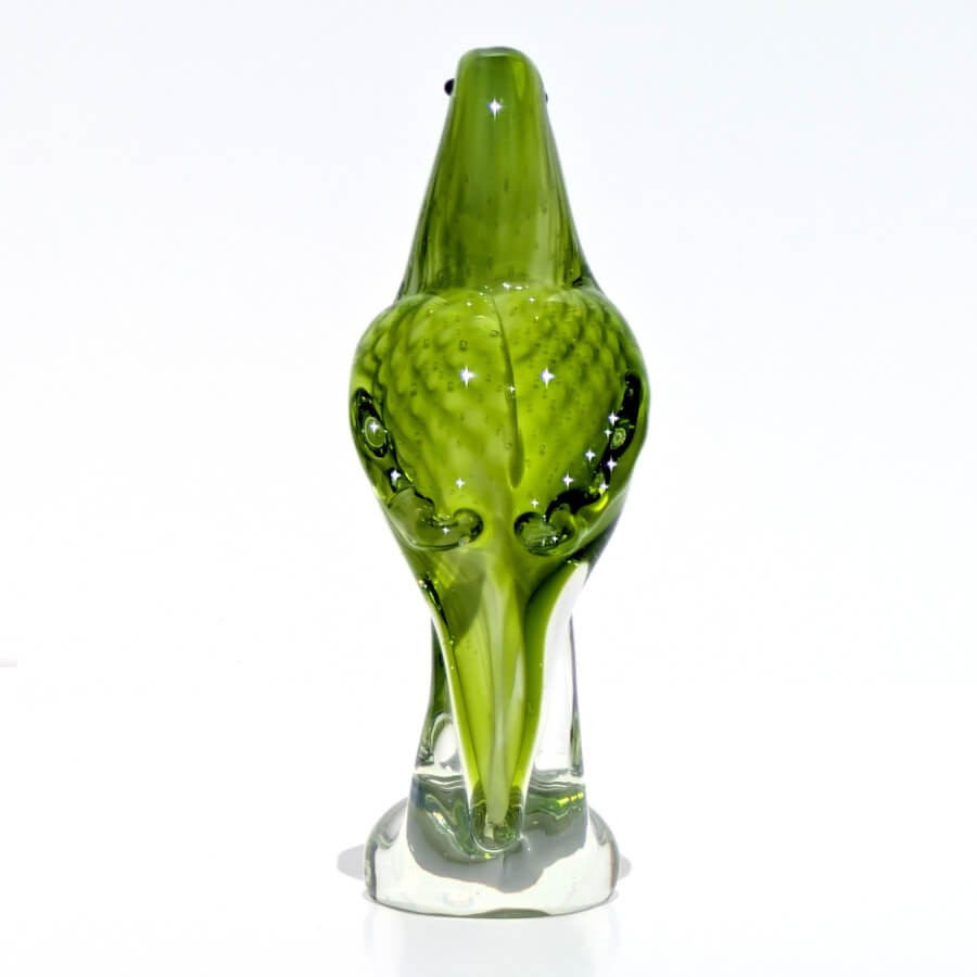 Perroquet vert en verre soufflé H19.5 cm | Deco-Delight.com