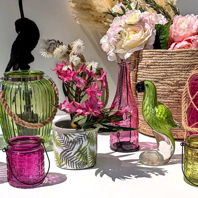 Perroquet vert en verre soufflé H19.5 cm | Deco-Delight.com
