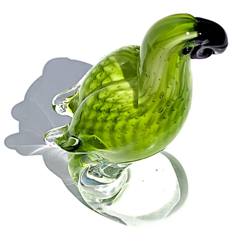 Perroquet vert en verre soufflé H19.5 cm | Deco-Delight.com