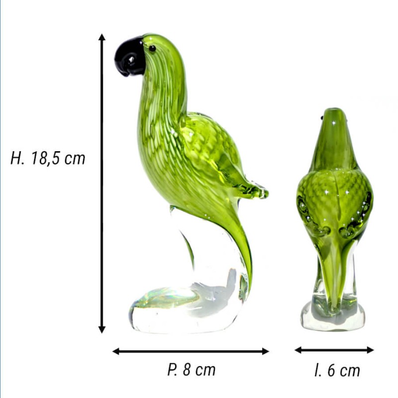 Perroquet vert en verre soufflé H19.5 cm | Deco-Delight.com