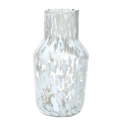 Vase en verre recyclé transparent à incrustations de confettis blancs du catalogue Deco Delight.