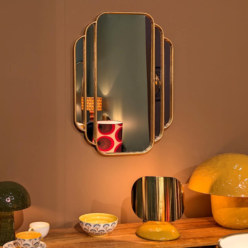 Grand Miroir Art Déco Doré à Degrés Cascade 90x63,5cm | Deco-Delight