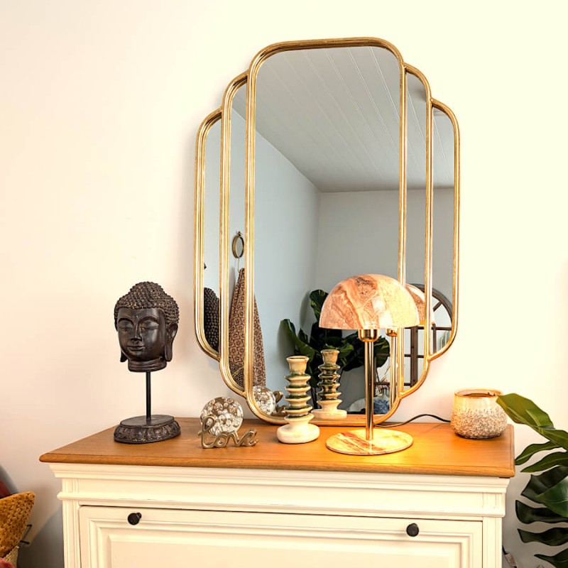 Grand Miroir Art Déco Doré à Degrés Cascade 90x63,5cm | Deco-Delight