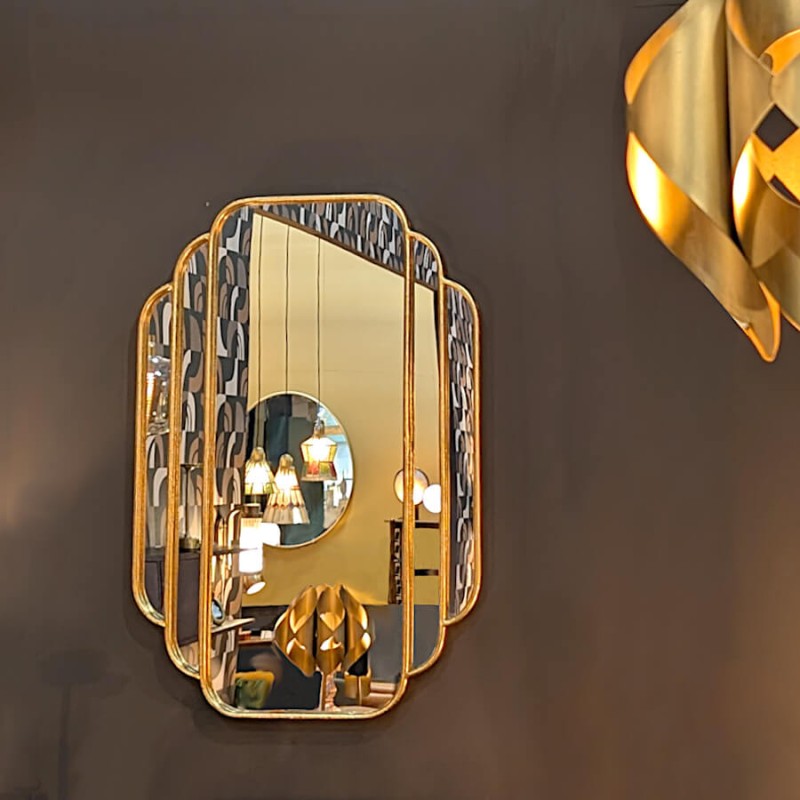 Grand Miroir Art Déco Doré à Degrés Cascade 90x63,5cm | Deco-Delight