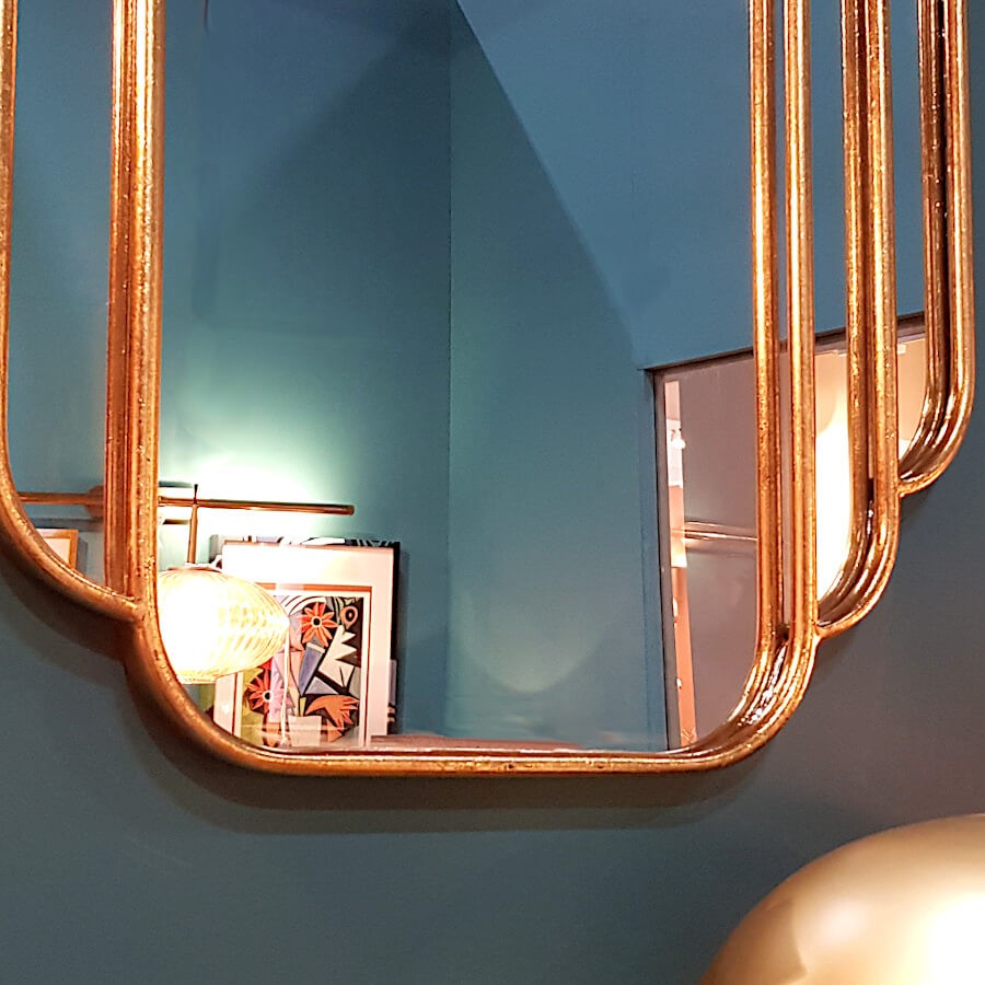 Grand Miroir Art Déco Doré à Degrés Cascade 90x63,5cm | Deco-Delight